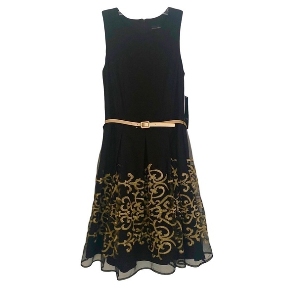 R&K Black Dress with Gold Embroidery - Picture 8 of 15